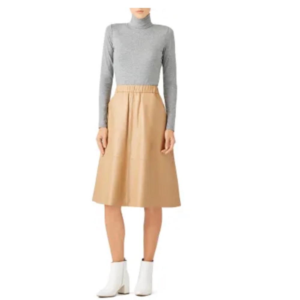 Bagatelle Camel Leather Skirt RTR Size M